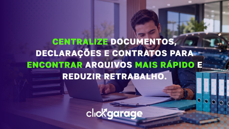 Centralize documentos, declarações e contratos para encontrar arquivos mais rápido e reduzir retrabalho.
