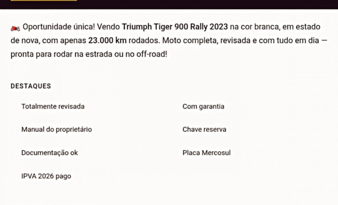 TRIUMPH TIGER 900 RALLY ano 2023-7