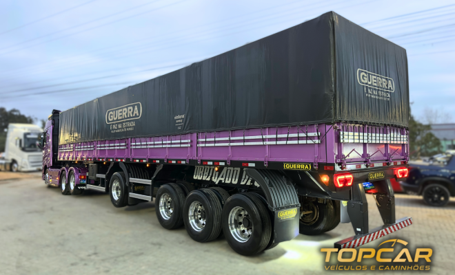 VOLVO FH-460 GLOBETROTTER 6X2 Euro 6 + Carreta GUERRA 4 Eixo - ANO 2024 - GRANELEIRA-9