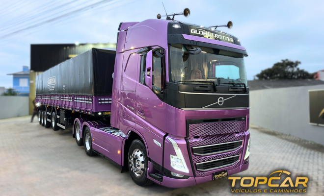 VOLVO FH-460 GLOBETROTTER 6X2 Euro 6 + Carreta GUERRA 4 Eixo - ANO 2024 - GRANELEIRA