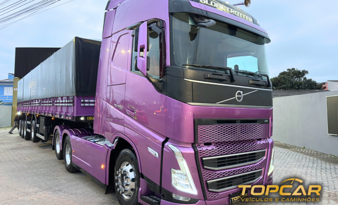 VOLVO FH-460 GLOBETROTTER 6X2 Euro 6 + Carreta GUERRA 4 Eixo - ANO 2024 - GRANELEIRA-2